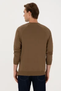US Polo Assn. Men Regular Fit Crew Neck Khaki Thin Basic Sweatshirt - Image 5
