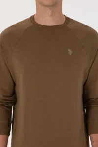 US Polo Assn. Men Regular Fit Crew Neck Khaki Thin Basic Sweatshirt - Image 6
