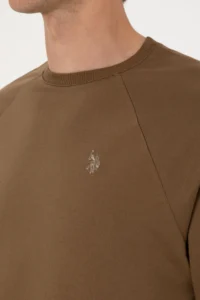 US Polo Assn. Men Regular Fit Crew Neck Khaki Thin Basic Sweatshirt - Image 7