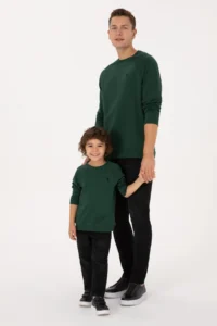 US Polo Assn. Men Regular Fit Crew Neck Dark Green Thin Basic Sweatshirt - Image 2