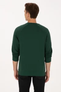 US Polo Assn. Men Regular Fit Crew Neck Dark Green Thin Basic Sweatshirt - Image 5