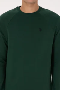 US Polo Assn. Men Regular Fit Crew Neck Dark Green Thin Basic Sweatshirt - Image 6