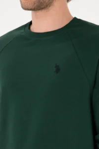 US Polo Assn. Men Regular Fit Crew Neck Dark Green Thin Basic Sweatshirt - Image 7