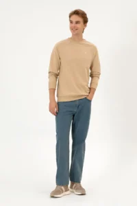 US Polo Assn. Men Regular Fit Crew Neck Sand Thin Basic Sweatshirt - Image 4