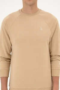 US Polo Assn. Men Regular Fit Crew Neck Sand Thin Basic Sweatshirt - Image 6