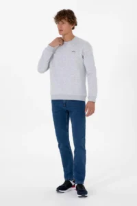 US Polo Assn. Men comfort Fit Crew Neck Fleece Light Gray Basic Sweatshirt - Image 4