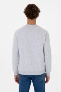 US Polo Assn. Men comfort Fit Crew Neck Fleece Light Gray Basic Sweatshirt - Image 5