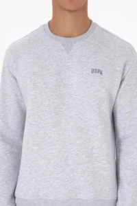 US Polo Assn. Men comfort Fit Crew Neck Fleece Light Gray Basic Sweatshirt - Image 6