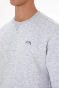 US Polo Assn. Men comfort Fit Crew Neck Fleece Light Gray Basic Sweatshirt - Image 7