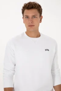 US Polo Assn. Men comfort Fit Crew Neck Fleece White Basic Sweatshirt - Image 2