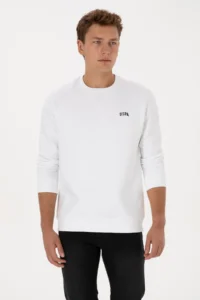 US Polo Assn. Men comfort Fit Crew Neck Fleece White Basic Sweatshirt - Image 3