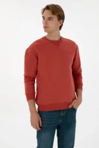 US Polo Assn. Men comfort Fit Crew Neck Fleece Dusty Rose Basic Sweatshirt - Image 3