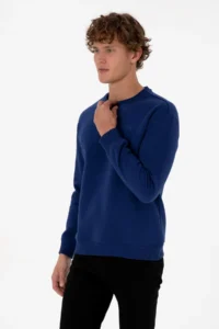 US Polo Assn. Men comfort Fit Crew Neck Fleece Indigo Basic Sweatshirt - Image 3