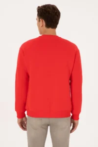 US Polo Assn. Men comfort Fit Crew Neck Fleece Red Basic Sweatshirt - Image 5