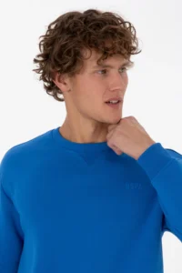 US Polo Assn. Men comfort Fit Crew Neck Fleece Saks Blue Basic Sweatshirt - Image 2
