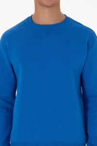 US Polo Assn. Men comfort Fit Crew Neck Fleece Saks Blue Basic Sweatshirt - Image 6