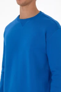 US Polo Assn. Men comfort Fit Crew Neck Fleece Saks Blue Basic Sweatshirt - Image 7