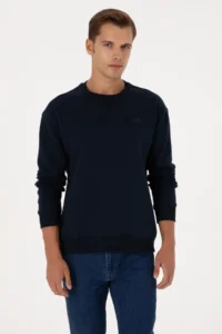 US Polo Assn. Men comfort Fit Crew Neck Fleece Navy Blue Basic Sweatshirt