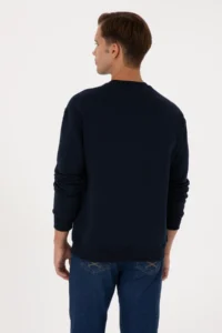 US Polo Assn. Men comfort Fit Crew Neck Fleece Navy Blue Basic Sweatshirt - Image 5
