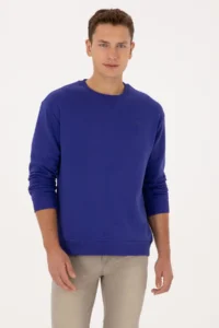 US Polo Assn. Men comfort Fit Crew Neck Fleece Purple Basic Sweatshirt - Image 3