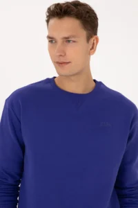 US Polo Assn. Men comfort Fit Crew Neck Fleece Purple Basic Sweatshirt - Image 4