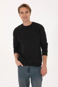 US Polo Assn. Men comfort Fit Crew Neck Fleece Black Basic Sweatshirt