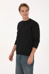 US Polo Assn. Men comfort Fit Crew Neck Fleece Black Basic Sweatshirt - Image 3