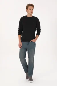 US Polo Assn. Men comfort Fit Crew Neck Fleece Black Basic Sweatshirt - Image 4