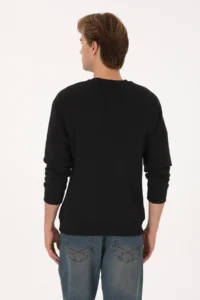 US Polo Assn. Men comfort Fit Crew Neck Fleece Black Basic Sweatshirt - Image 5