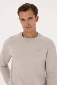 US Polo Assn. Men comfort Fit Crew Neck Fleece Stone Basic Sweatshirt - Image 2