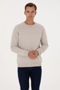 US Polo Assn. Men comfort Fit Crew Neck Fleece Stone Basic Sweatshirt - Image 3