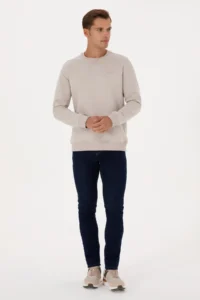 US Polo Assn. Men comfort Fit Crew Neck Fleece Stone Basic Sweatshirt - Image 4