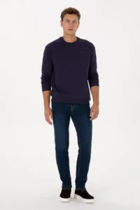 US Polo Assn. Men comfort Fit Crew Neck Fleece Plum Basic Sweatshirt - Image 4