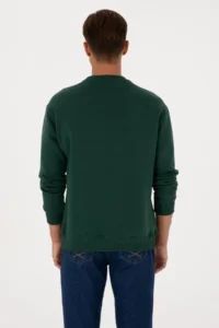 US Polo Assn. Men comfort Fit Crew Neck Fleece Dark Green Basic Sweatshirt - Image 5