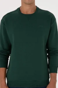 US Polo Assn. Men comfort Fit Crew Neck Fleece Dark Green Basic Sweatshirt - Image 6