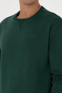US Polo Assn. Men comfort Fit Crew Neck Fleece Dark Green Basic Sweatshirt - Image 7