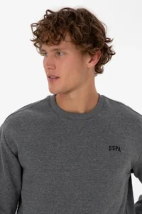 US Polo Assn. Men comfort Fit Crew Neck Fleece Anthracite Melanj Basic Sweatshirt - Image 2