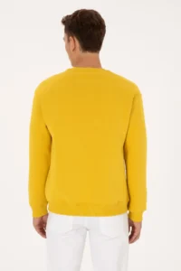 US Polo Assn. Men comfort Fit Crew Neck Fleece Yellow Basic Sweatshirt - Image 5