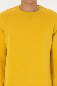 US Polo Assn. Men comfort Fit Crew Neck Fleece Yellow Basic Sweatshirt - Image 6