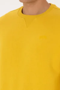 US Polo Assn. Men comfort Fit Crew Neck Fleece Yellow Basic Sweatshirt - Image 7