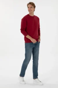 US Polo Assn. Men comfort Fit Crew Neck Fleece Koyu Raspberry Basic Sweatshirt - Image 4