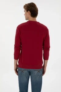 US Polo Assn. Men comfort Fit Crew Neck Fleece Koyu Raspberry Basic Sweatshirt - Image 5