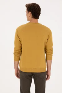 US Polo Assn. Men comfort Fit Crew Neck Fleece Mustard Basic Sweatshirt - Image 5