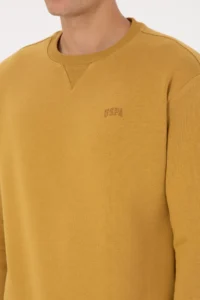 US Polo Assn. Men comfort Fit Crew Neck Fleece Mustard Basic Sweatshirt - Image 7