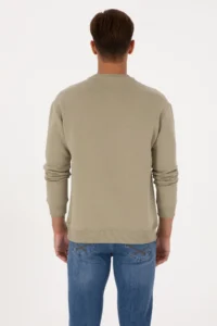 US Polo Assn. Men comfort Fit Crew Neck Fleece Light Khaki Basic Sweatshirt - Image 5