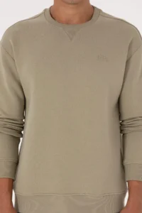 US Polo Assn. Men comfort Fit Crew Neck Fleece Light Khaki Basic Sweatshirt - Image 6