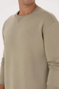 US Polo Assn. Men comfort Fit Crew Neck Fleece Light Khaki Basic Sweatshirt - Image 7