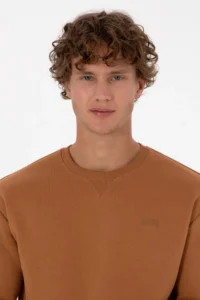 US Polo Assn. Men comfort Fit Crew Neck Fleece Camel Basic Sweatshirt - Image 2