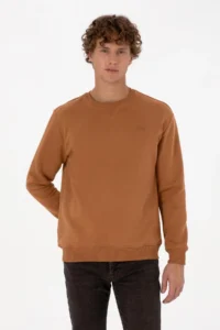 US Polo Assn. Men comfort Fit Crew Neck Fleece Camel Basic Sweatshirt - Image 3