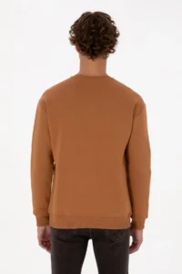 US Polo Assn. Men comfort Fit Crew Neck Fleece Camel Basic Sweatshirt - Image 5